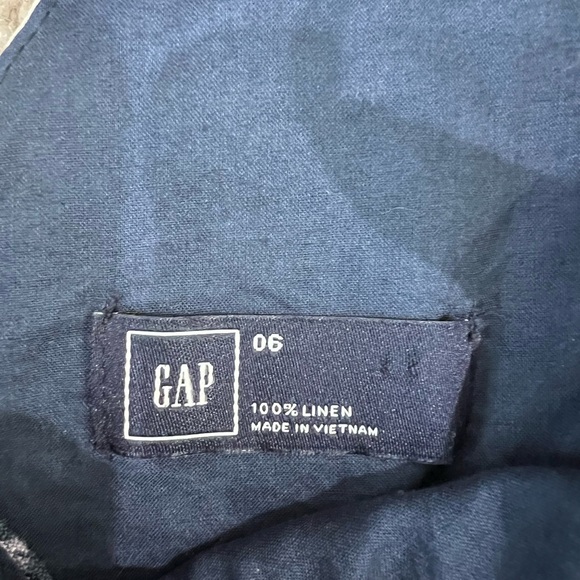 Gap 100% Linen Fit & Flare Ikat Print Sleeveless Blue White Mini Dress Size US 6 - Picture 3 of 11